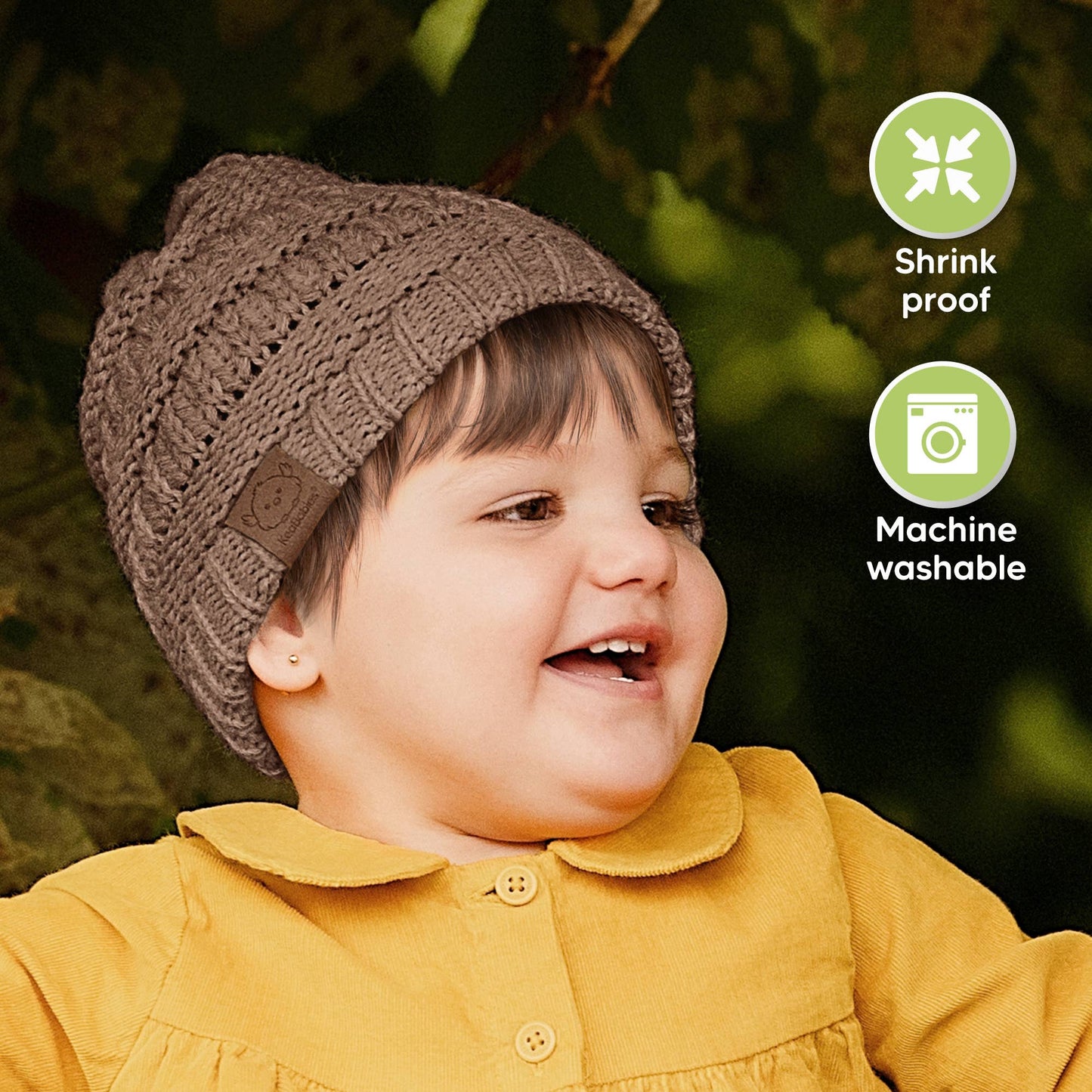 KeaBabies - 3-Pack Warmzy Baby Beanies (Pecan 6-36mos) KeaBabies