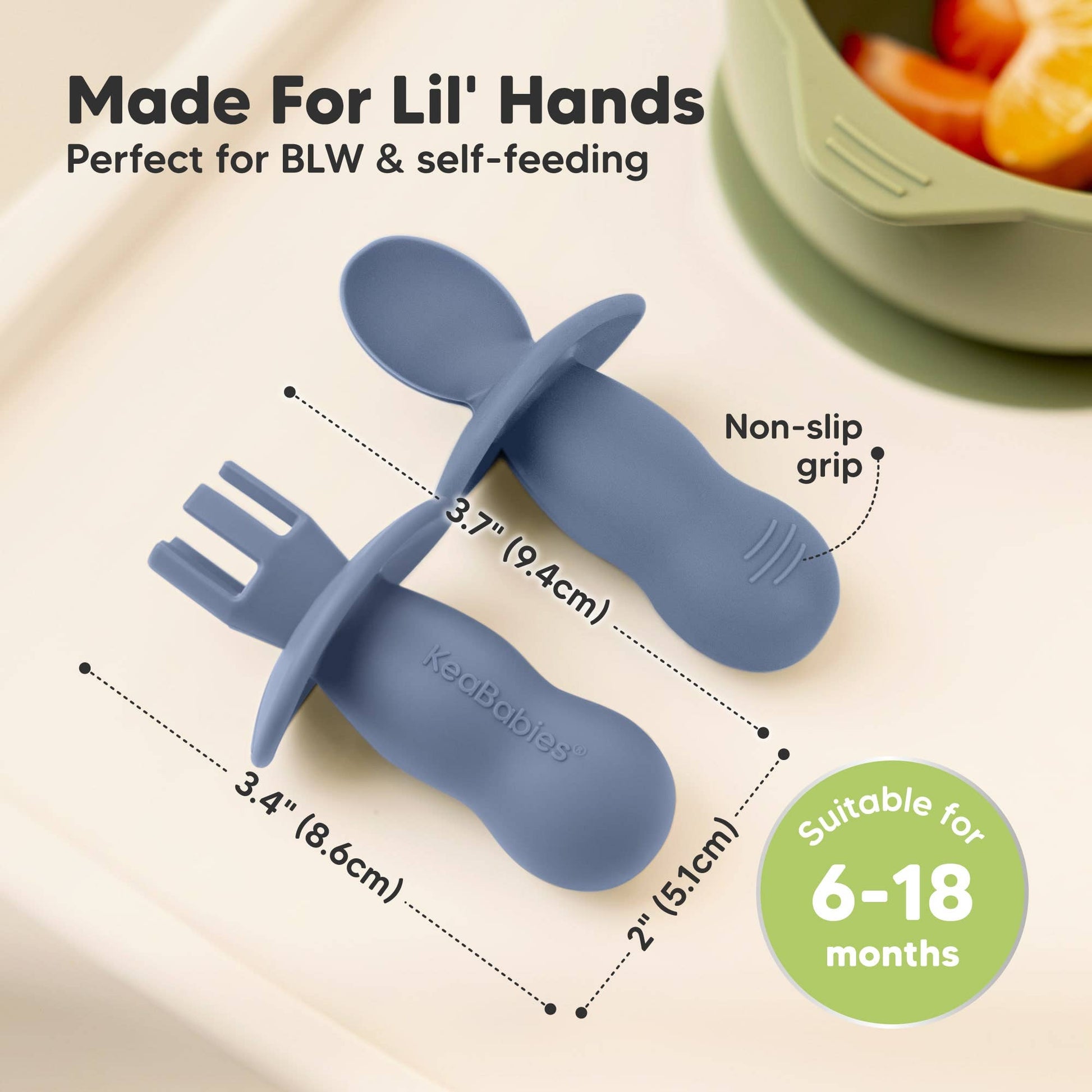 KeaBabies - 4-Pack Prep Silicone Baby Spoons & Forks Set for Toddlers KeaBabies