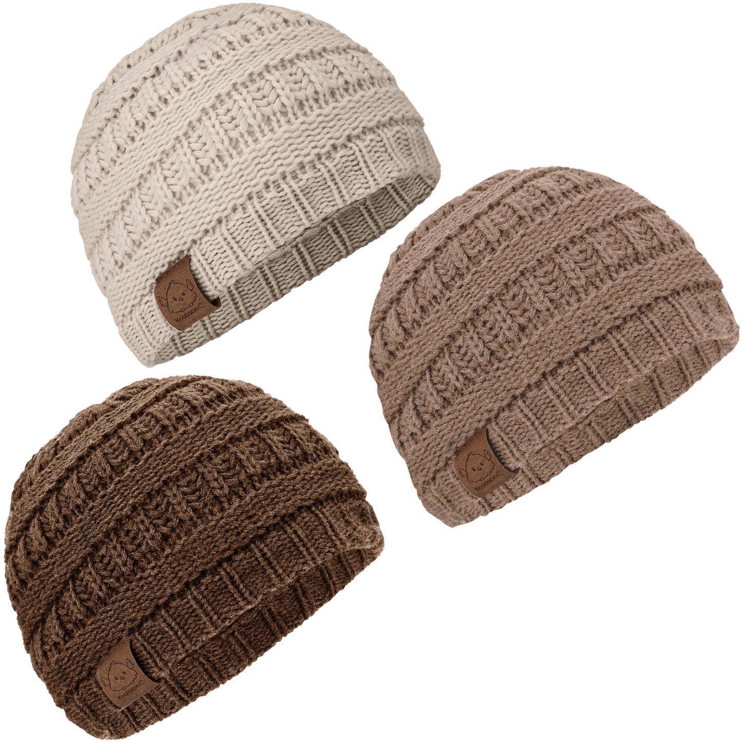 KeaBabies - 3-Pack Warmzy Baby Beanies (Pecan 6-36mos) KeaBabies