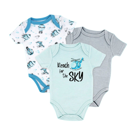 Baby Mode 3-Pack Bodysuit- Boy Helicopter