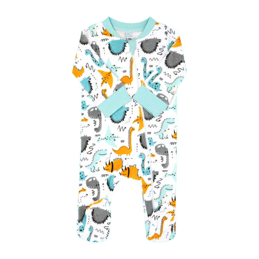 Baby Mode Footed sleeper: Teal Dino