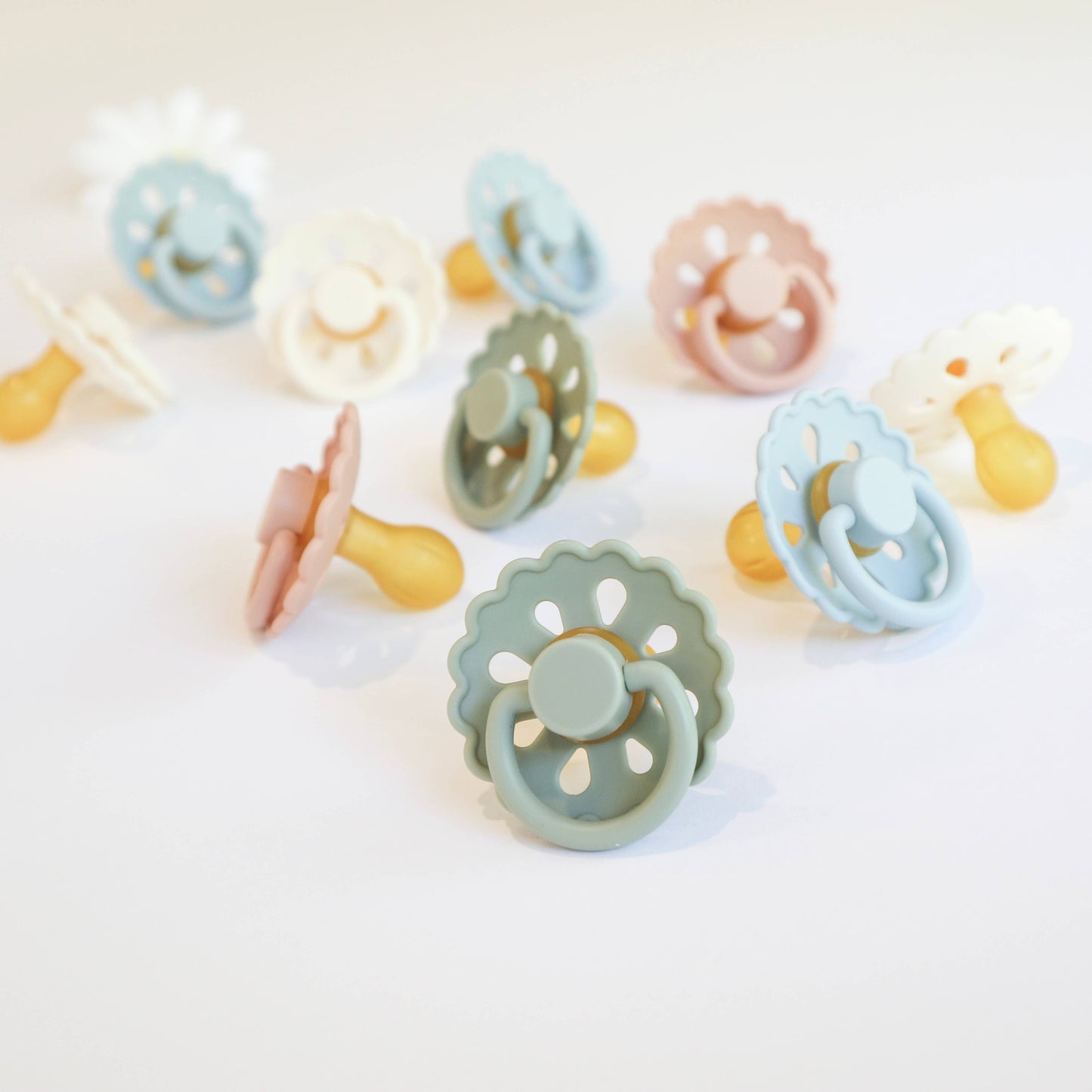 Baby Bliss - Natural Latex Pacifiers - Size 1 (0-6M) Sage & Dusty Blue