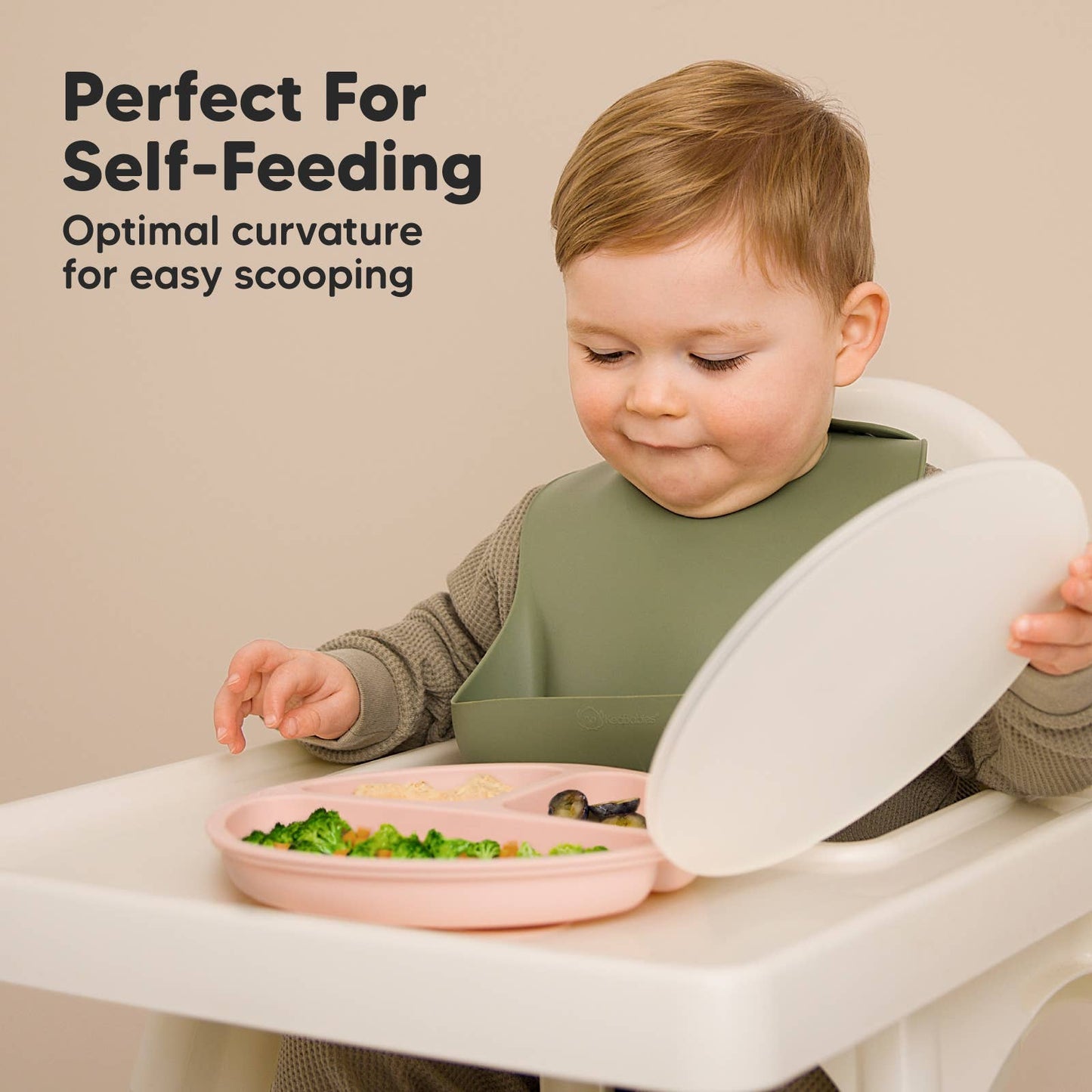 KeaBabies - 3-Pack Prep Suction Plates with Lids BPA-Free Baby Plate KeaBabies