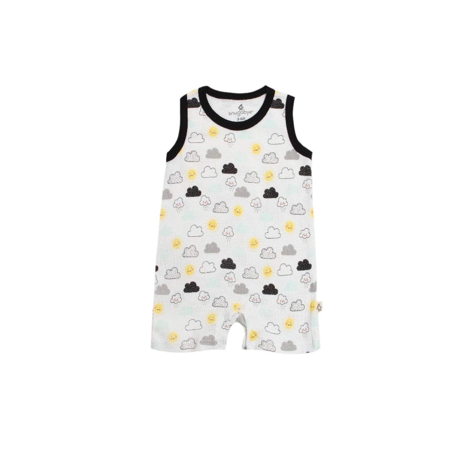 Snugabye - Unisex Black & White Clouds Sleeveless Romper