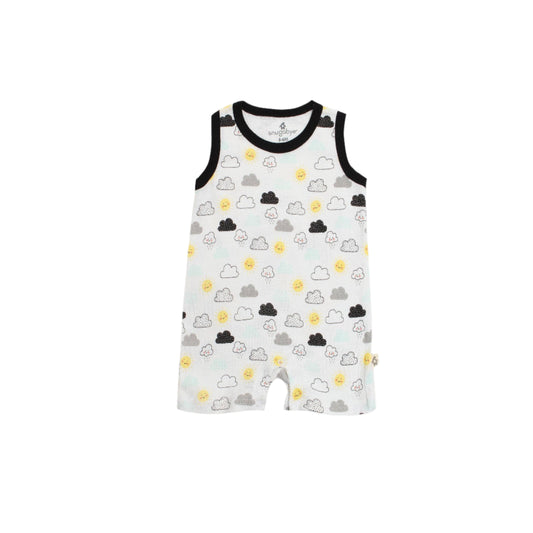 Snugabye - Unisex Black & White Clouds Sleeveless Romper