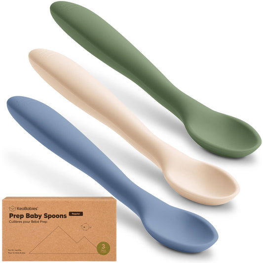 KeaBabies - 3-Pack Prep Silicone Baby Spoons for Toddlers 6-24 months