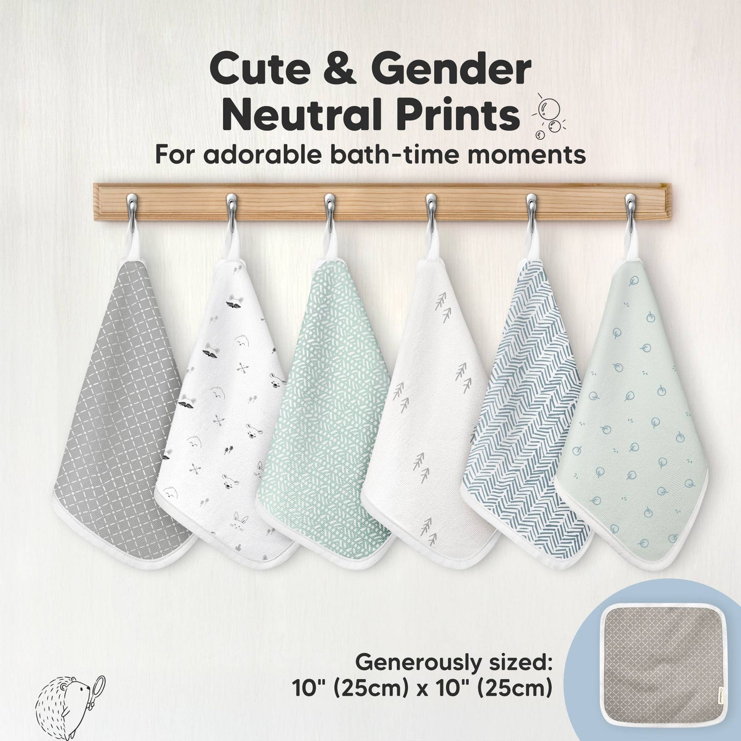 KeaBabies - 6-Pack Organic Cami Baby Washcloths for Face & Bath Towels KeaBabies