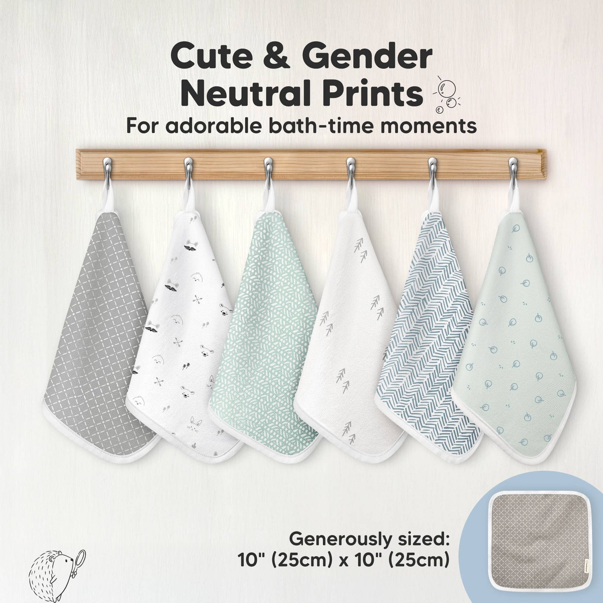 KeaBabies - 6-Pack Organic Cami Baby Washcloths for Face & Bath Towels KeaBabies