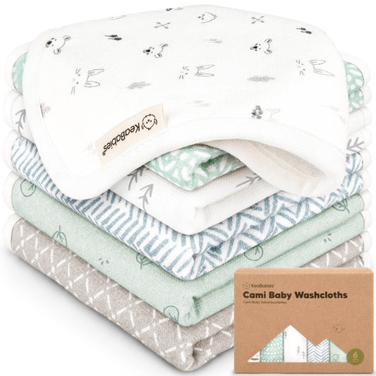 KeaBabies - 6-Pack Organic Cami Baby Washcloths for Face & Bath Towels KeaBabies