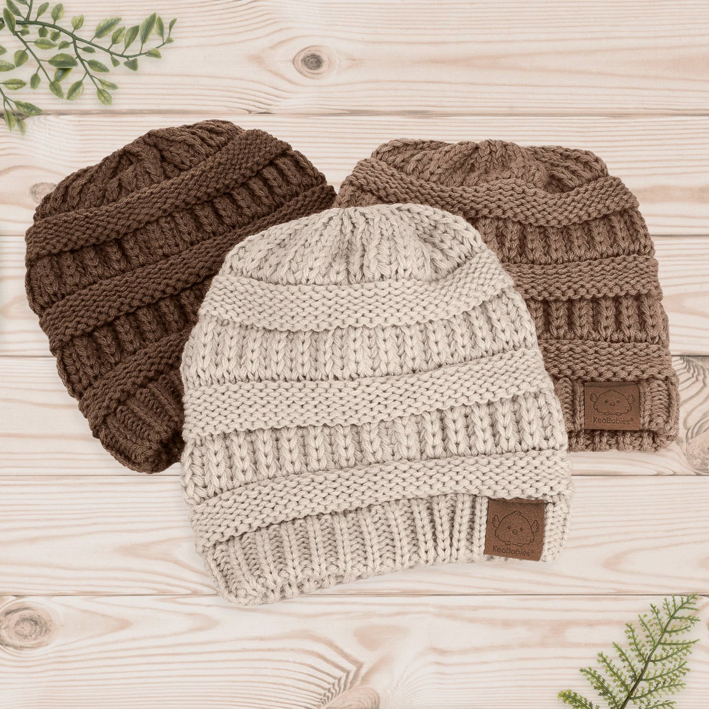 KeaBabies - 3-Pack Warmzy Baby Beanies (Pecan 6-36mos) KeaBabies