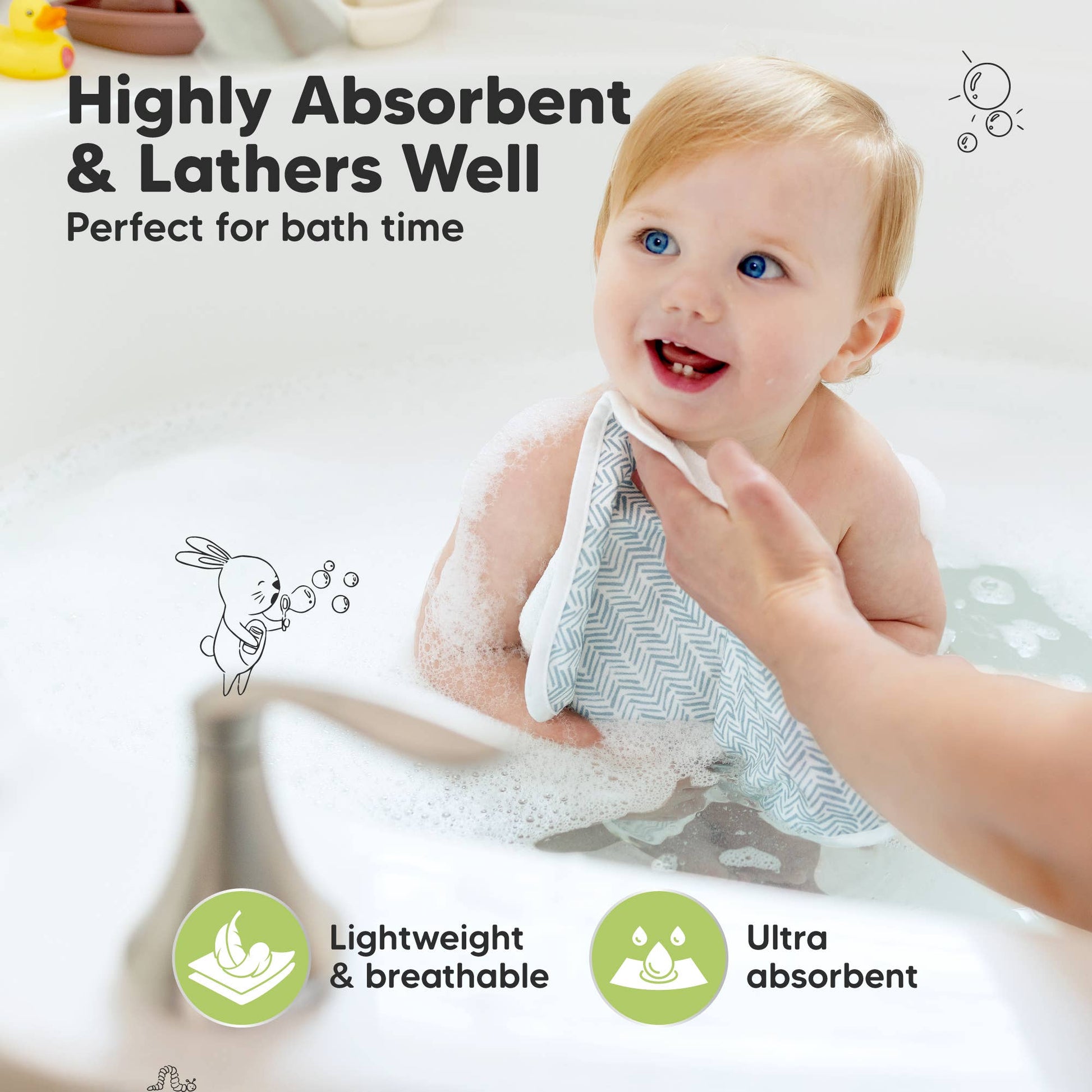 KeaBabies - 6-Pack Organic Cami Baby Washcloths for Face & Bath Towels KeaBabies