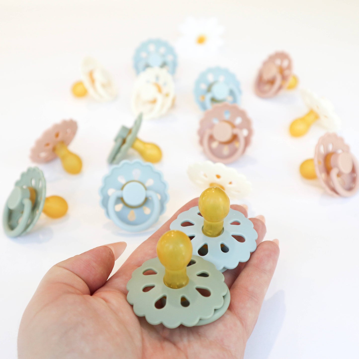 Baby Bliss - Natural Latex Pacifiers - Size 1 (0-6M) Sage & Dusty Blue