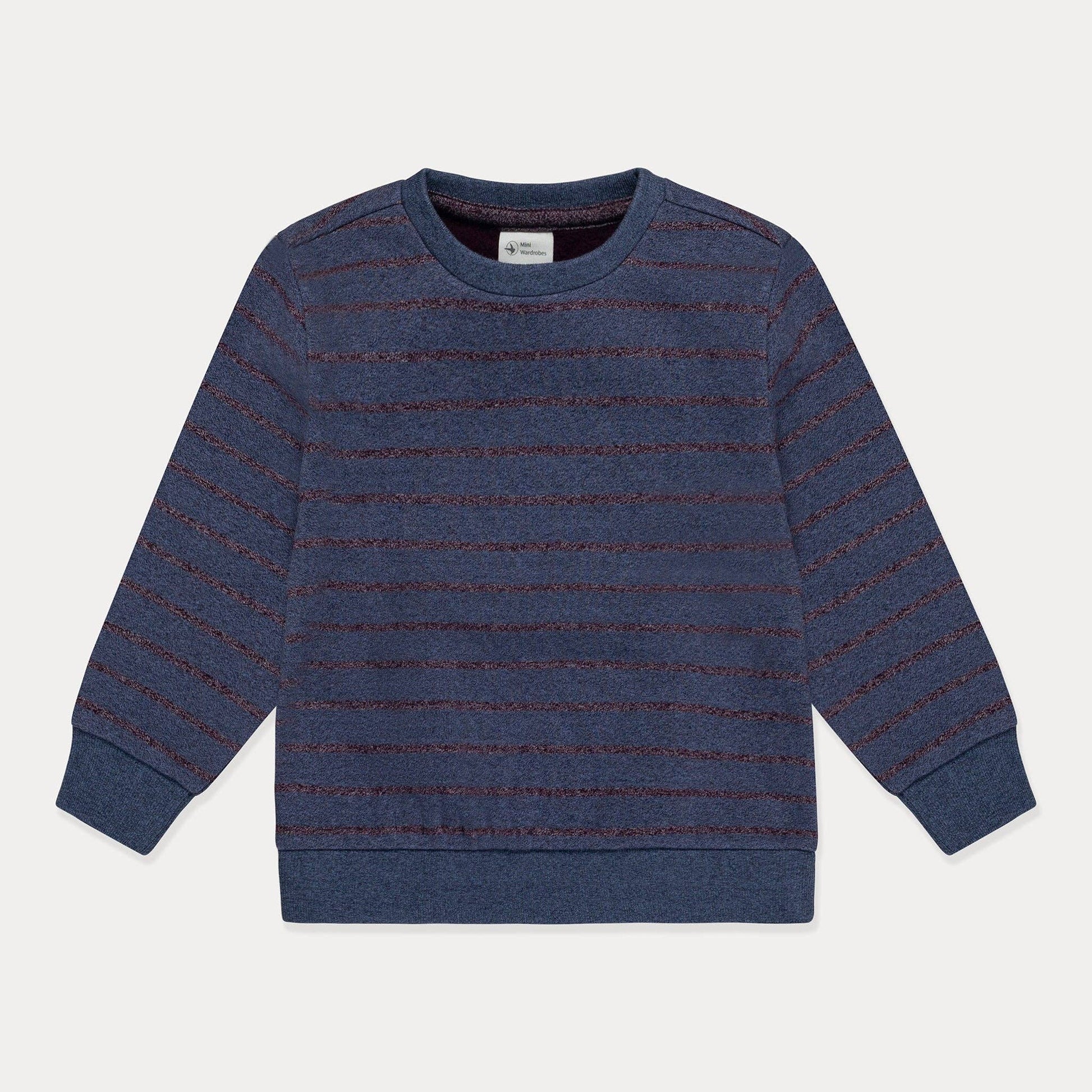 Mini Wardrobes - Toddler Sweatshirt Boys Crewneck Sweatshirt, Striped Soft Fleece Mini Wardrobes