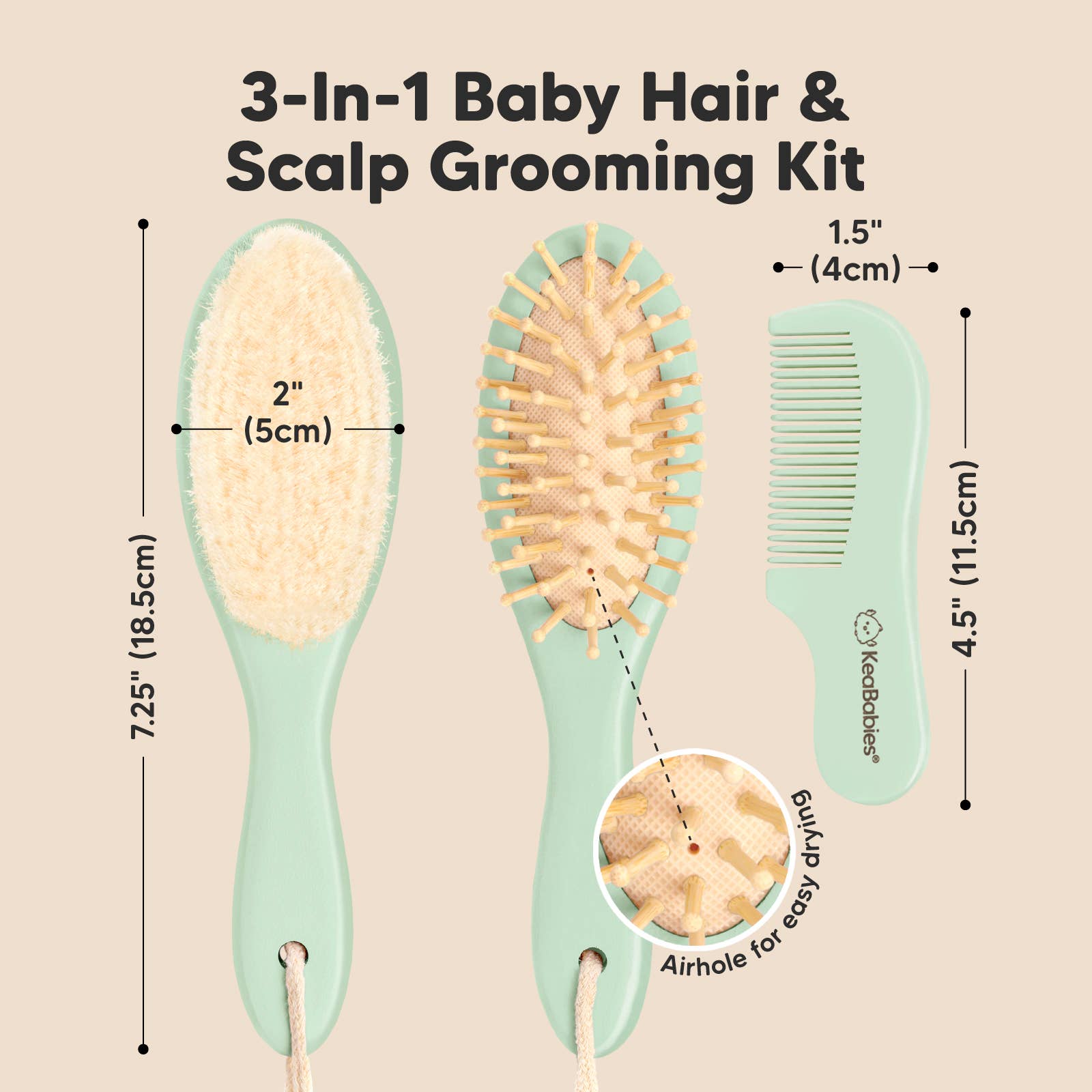 KeaBabies - Baby Hair Brush and Comb Set KeaBabies