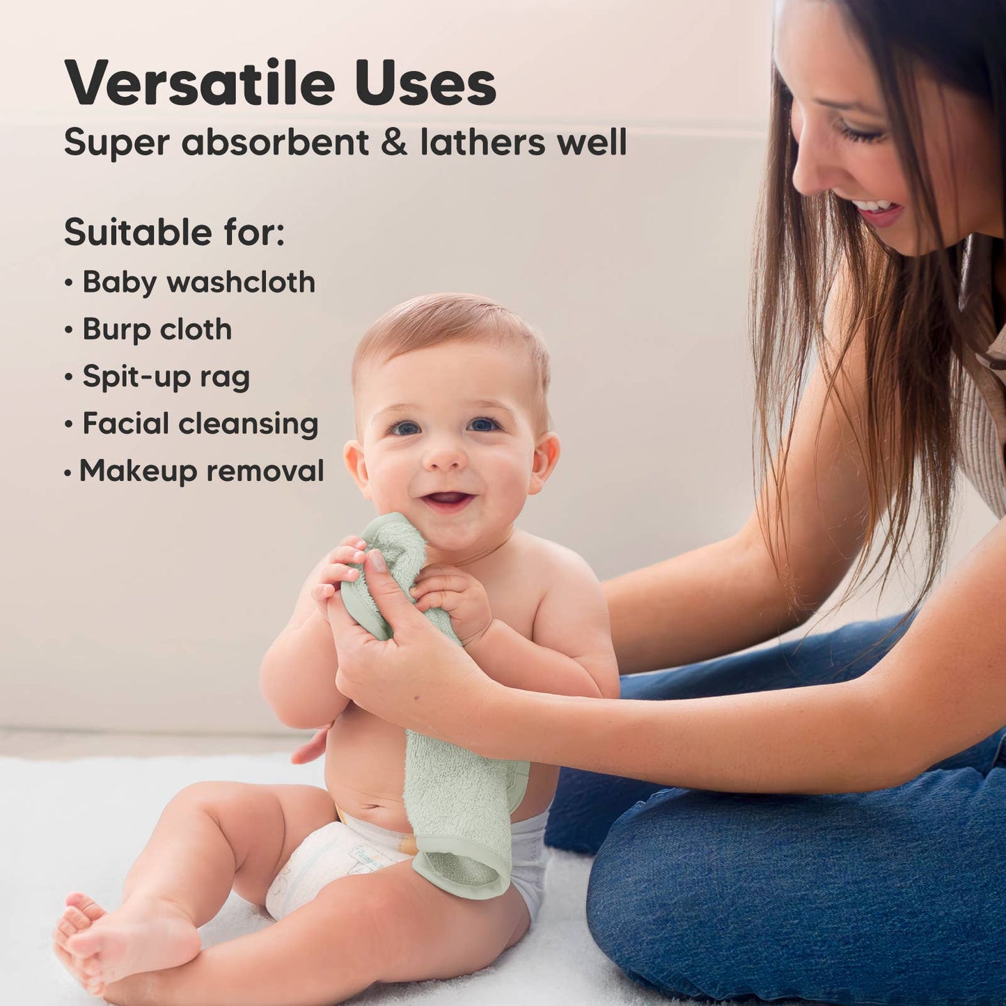 KeaBabies - 6Pack Baby Wash Cloths