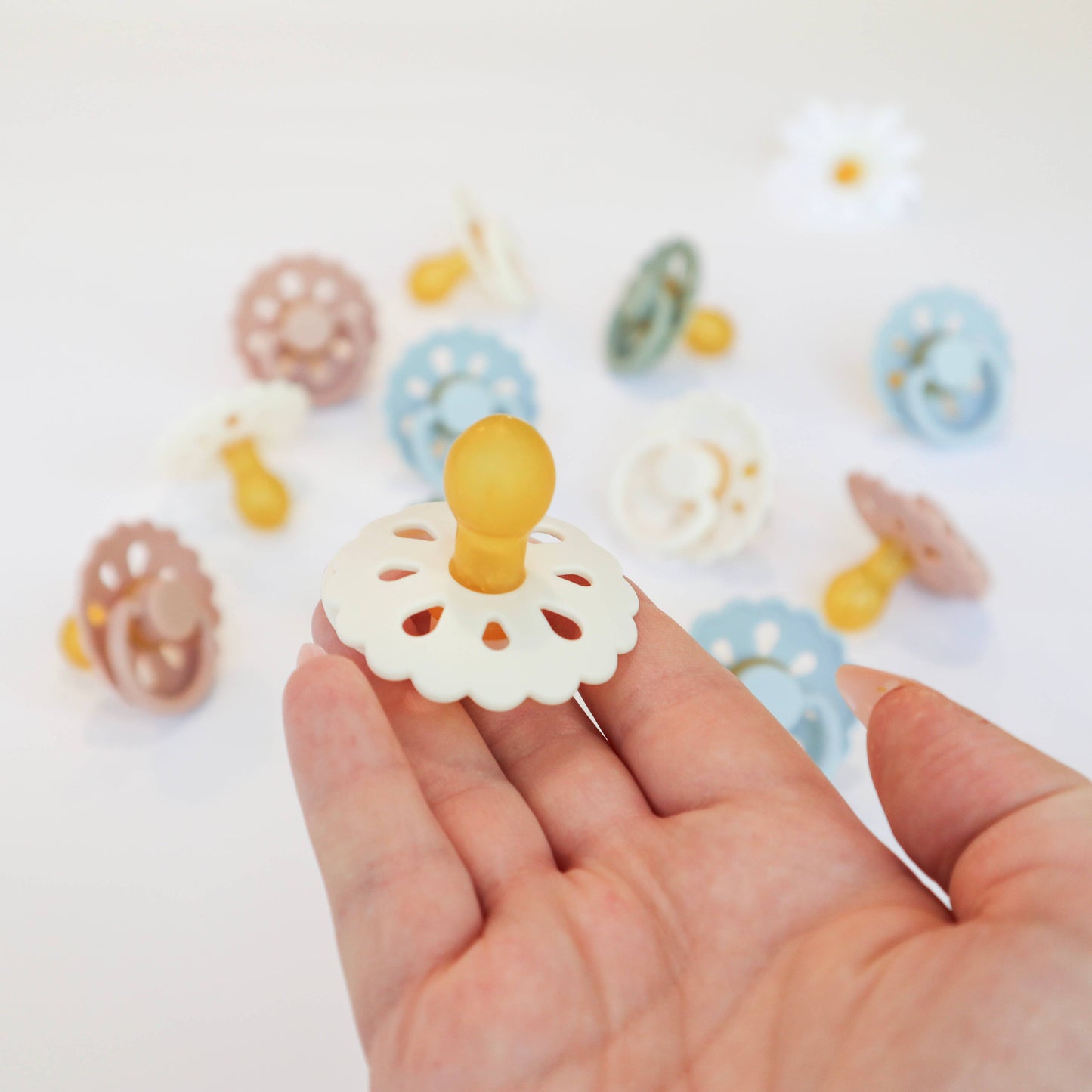 Baby Bliss - Natural Latex Pacifiers - Size 2 (6-18M) Sage & Dusty Blue