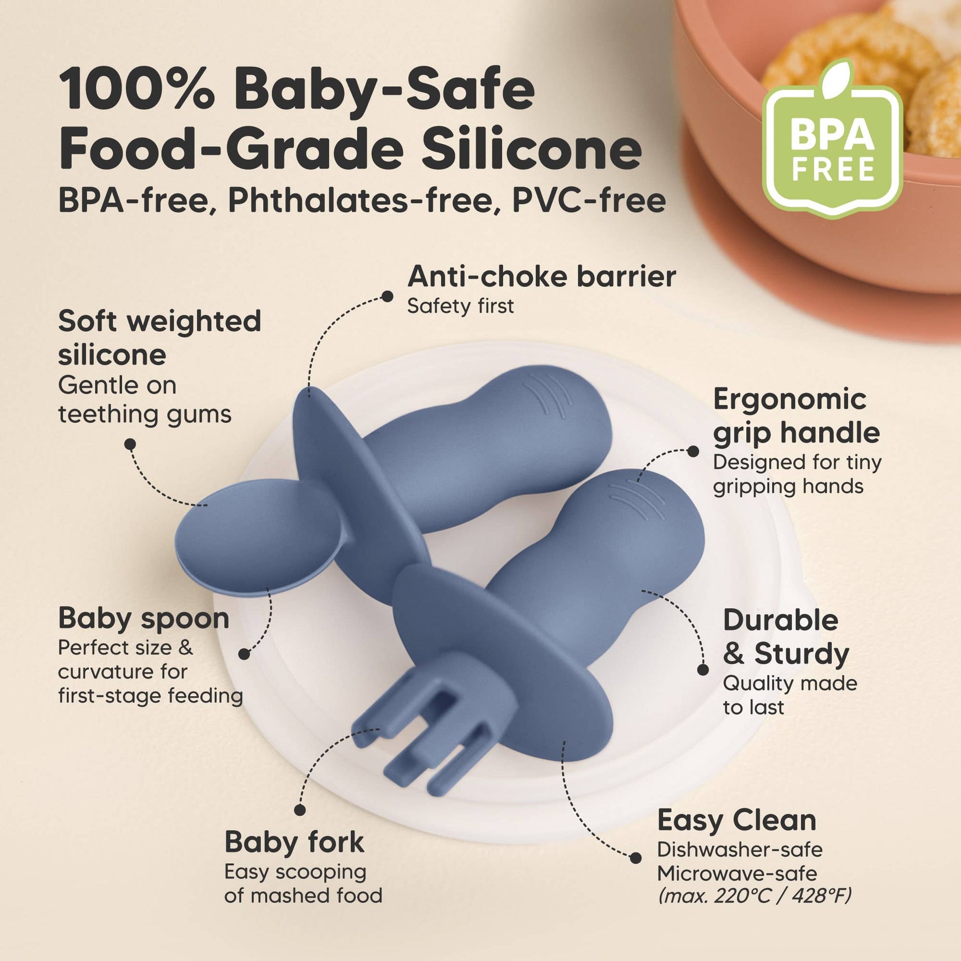 KeaBabies - 4-Pack Prep Silicone Baby Spoons & Forks Set for Toddlers KeaBabies