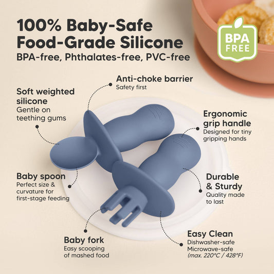 KeaBabies - 4-Pack Prep Silicone Baby Spoons & Forks Set for Toddlers KeaBabies