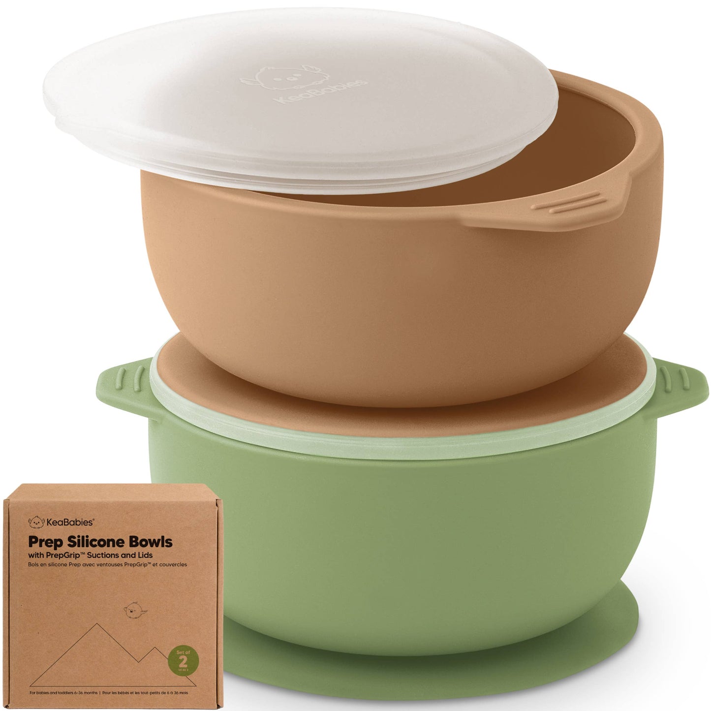 KeaBabies - 2-Pack Prep Suction Bowls with Lids, BPA-Free Baby Bowls KeaBabies