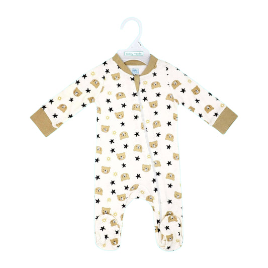 Baby Mode Footed Sleeper:Tan Bear