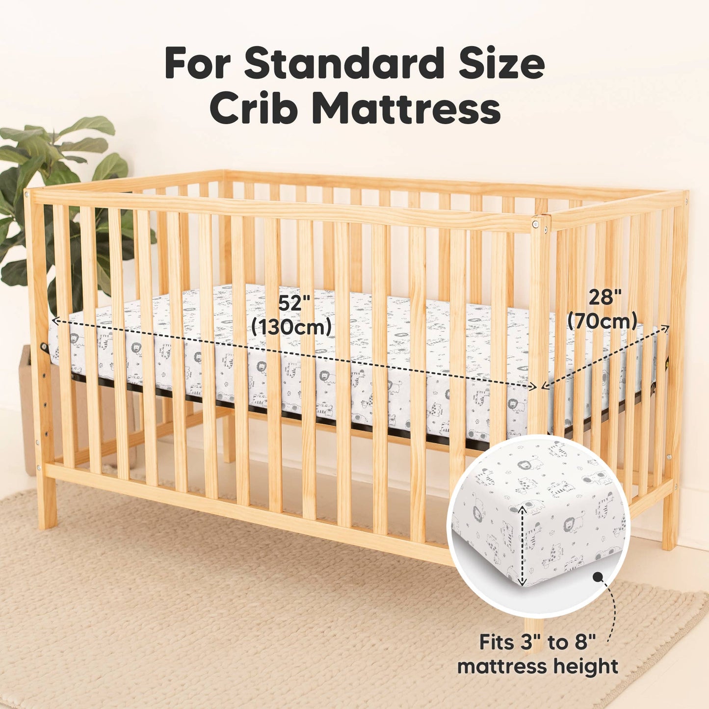 KeaBabies - 2pk Waterproof Crib Sheets, Baby Mattress Protector KeaBabies