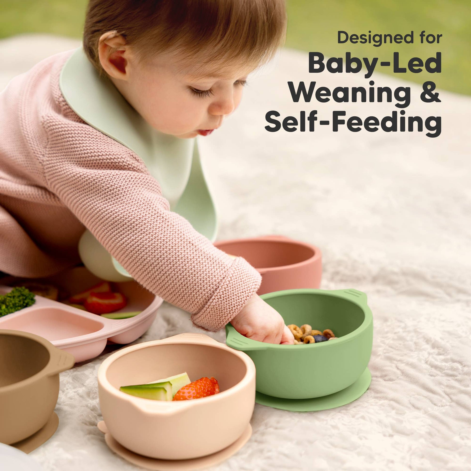 KeaBabies - 2-Pack Prep Suction Bowls with Lids, BPA-Free Baby Bowls KeaBabies