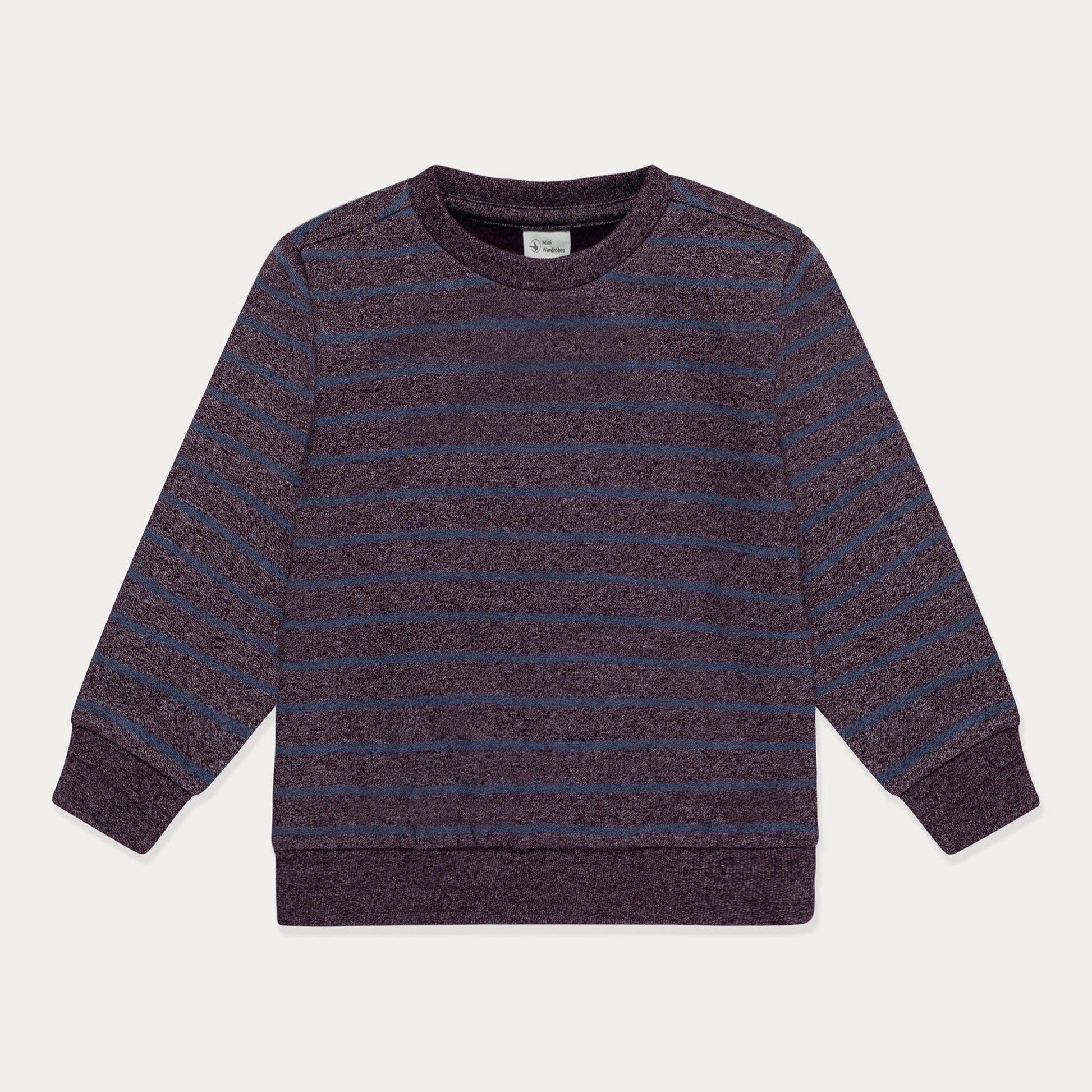 Mini Wardrobes - Toddler Sweatshirt Boys Crewneck Sweatshirt, Striped Soft Fleece Mini Wardrobes
