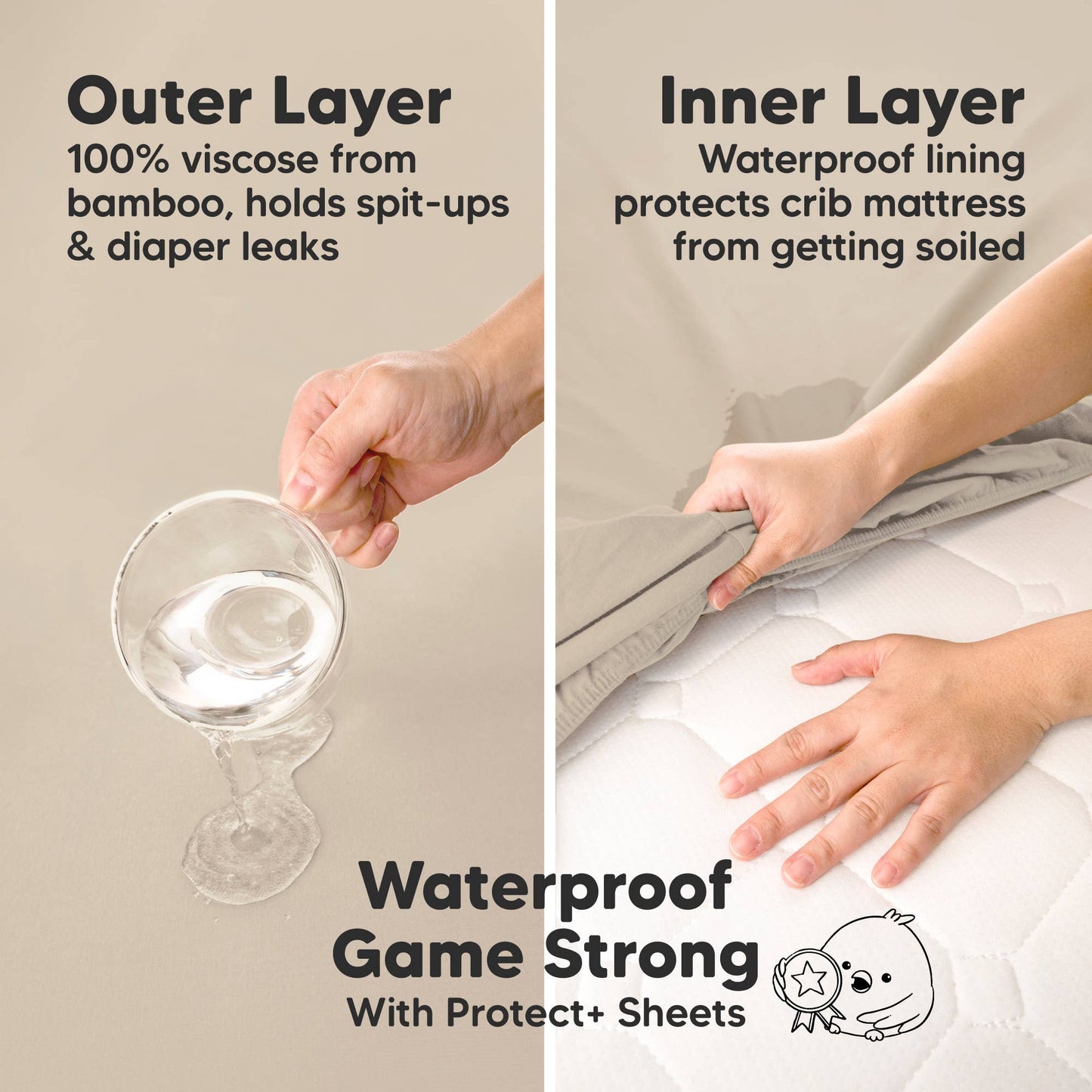 KeaBabies - 2pk Waterproof Crib Sheets, Baby Mattress Protector KeaBabies