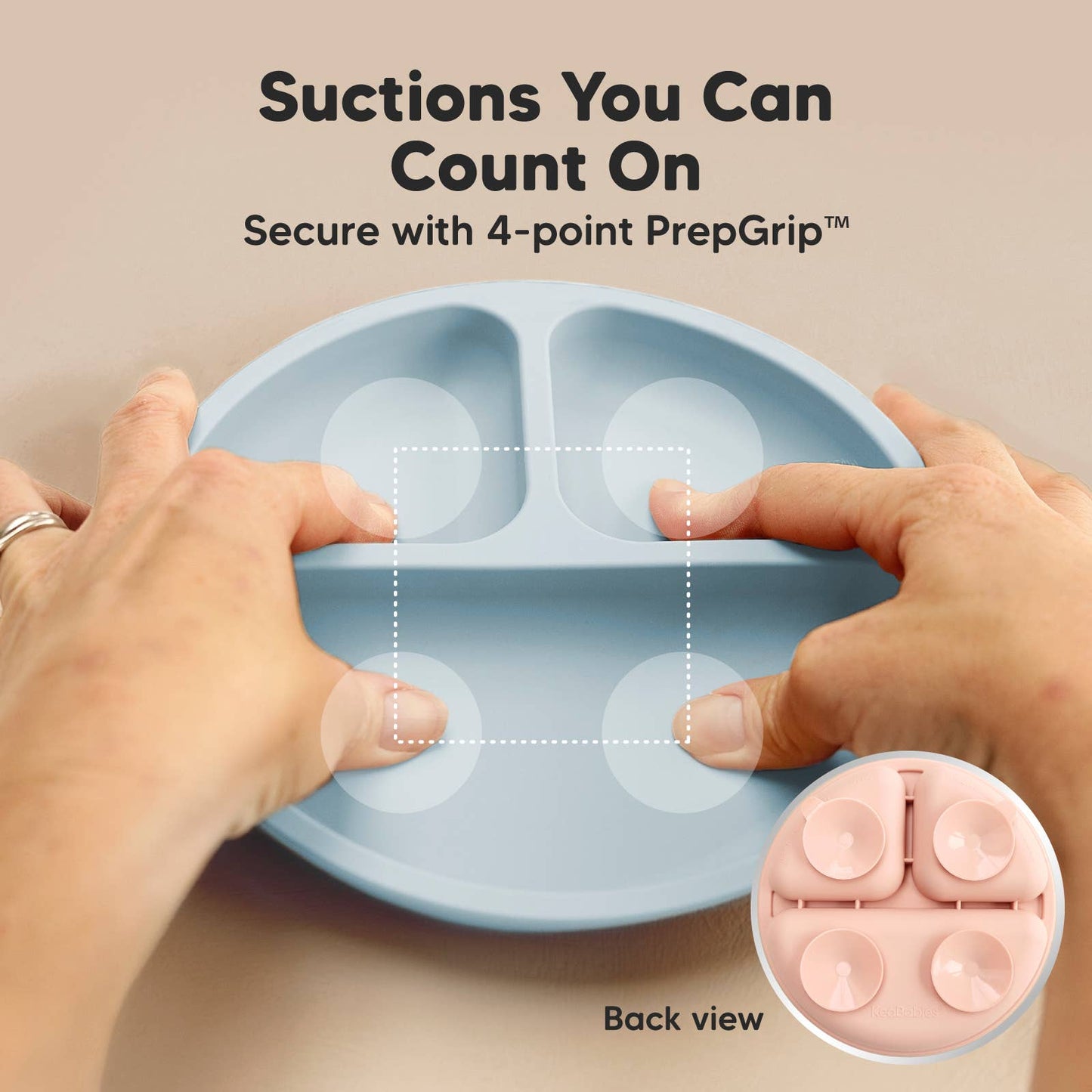 KeaBabies - 3-Pack Prep Suction Plates with Lids BPA-Free Baby Plate KeaBabies