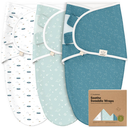 KeaBabies - 3pk Soothe Baby Swaddles 0-3 Months, Sleep Sack for Newborns