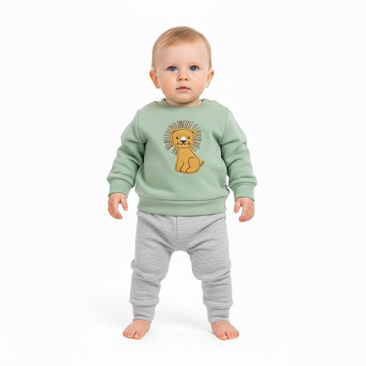 Baby Mode - Boys 3 Piece Fleece Jogger Set: Lion