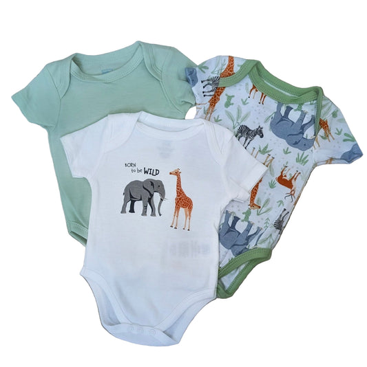 Baby Mode 3-Pack Bodysuit-Neutral Safari Rose Textiles