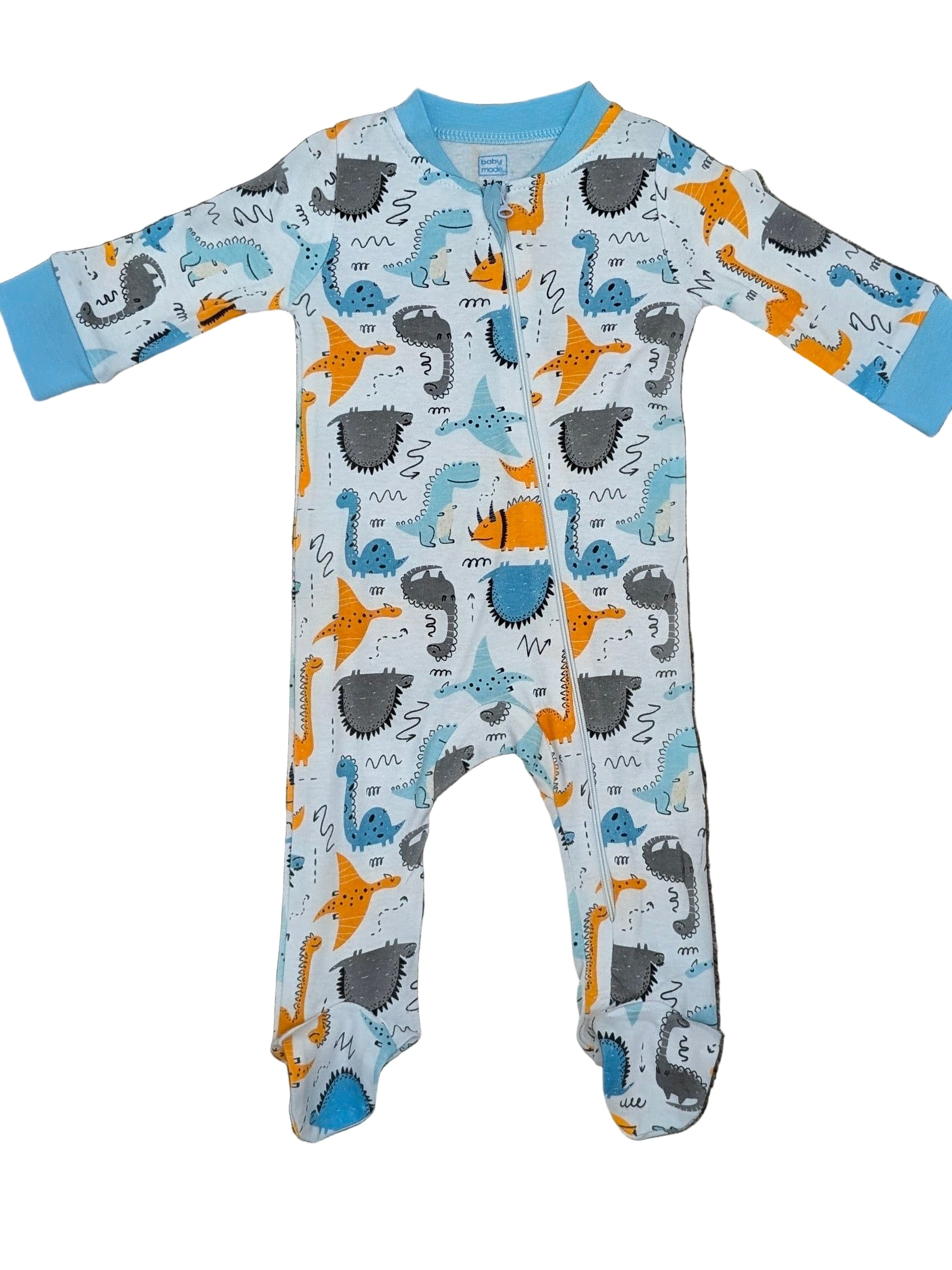 Baby Mode Footed sleeper: Teal Dino Rose Textiles