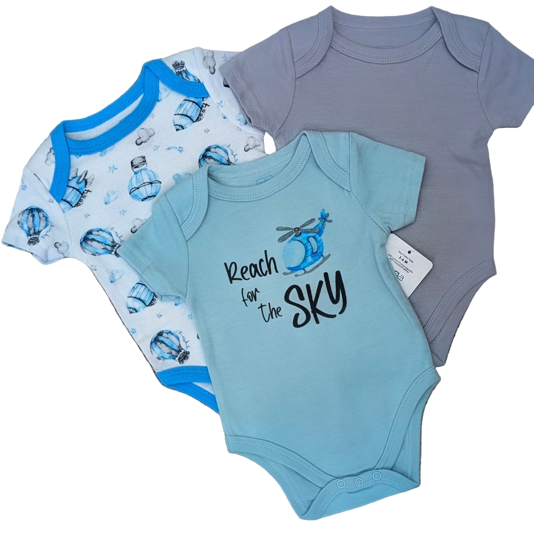 Baby Mode 3-Pack Bodysuit- Boy Helicopter Rose Textiles
