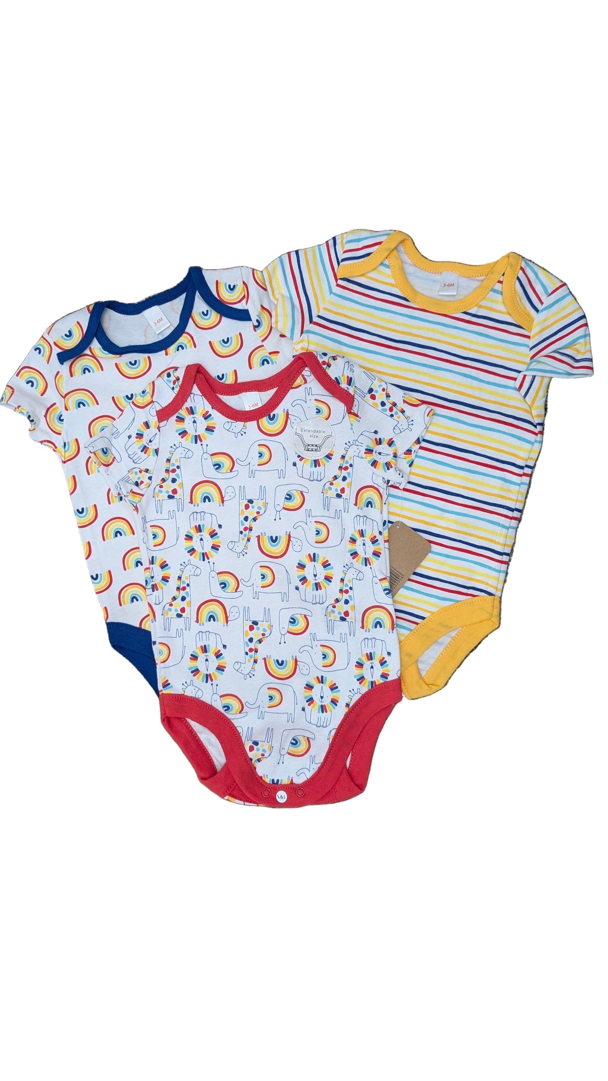 Lily & Jack 3-Pack Bodysuit 100% Organic Cotton- Rainbow Rose Textiles