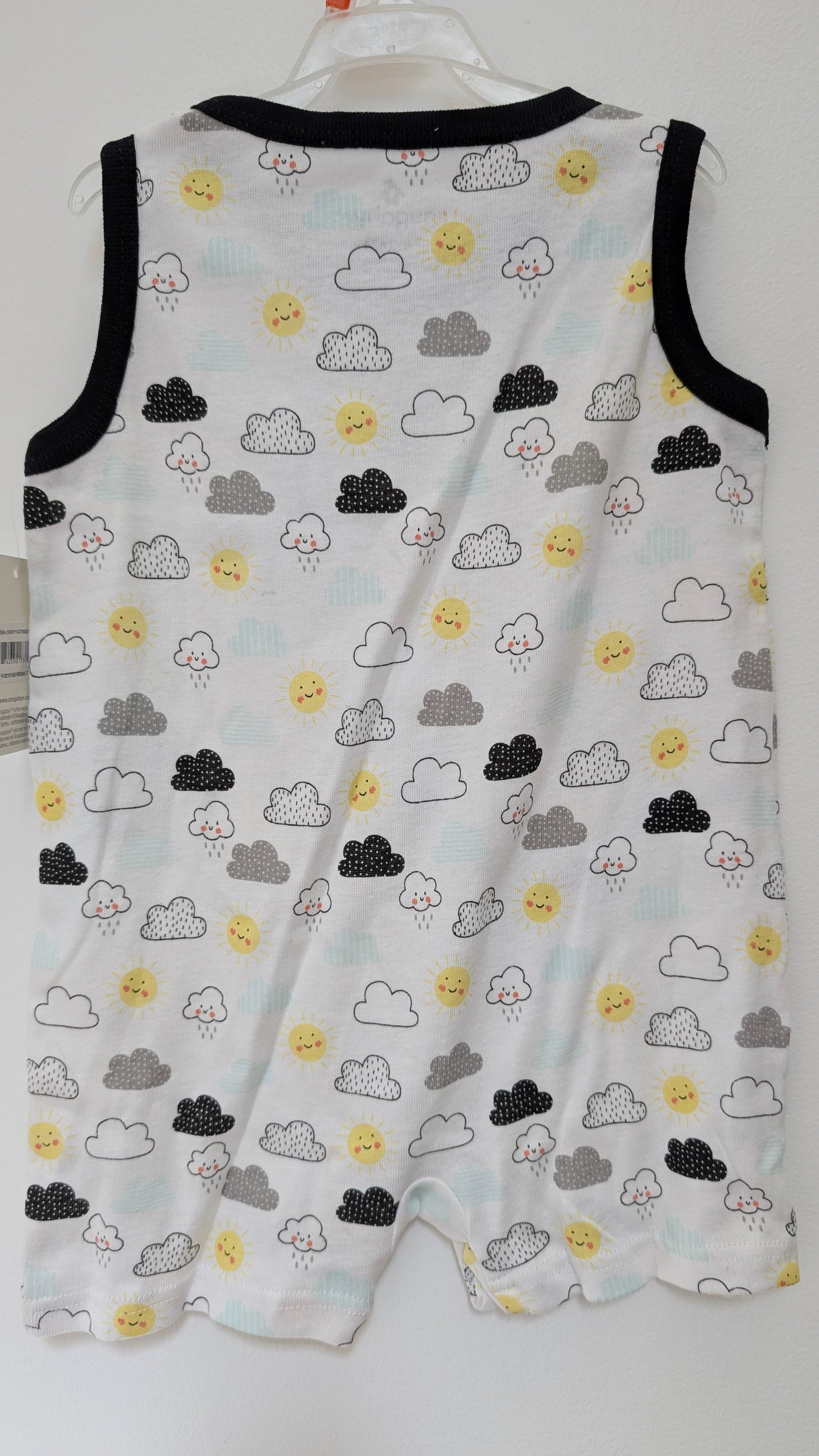 Snugabye - Unisex Black & White Clouds Sleeveless Romper