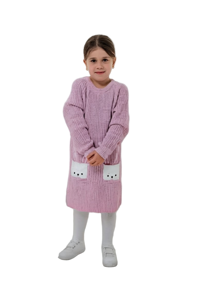 Midi - Knit Dress with Tight Orchid+Forest kids