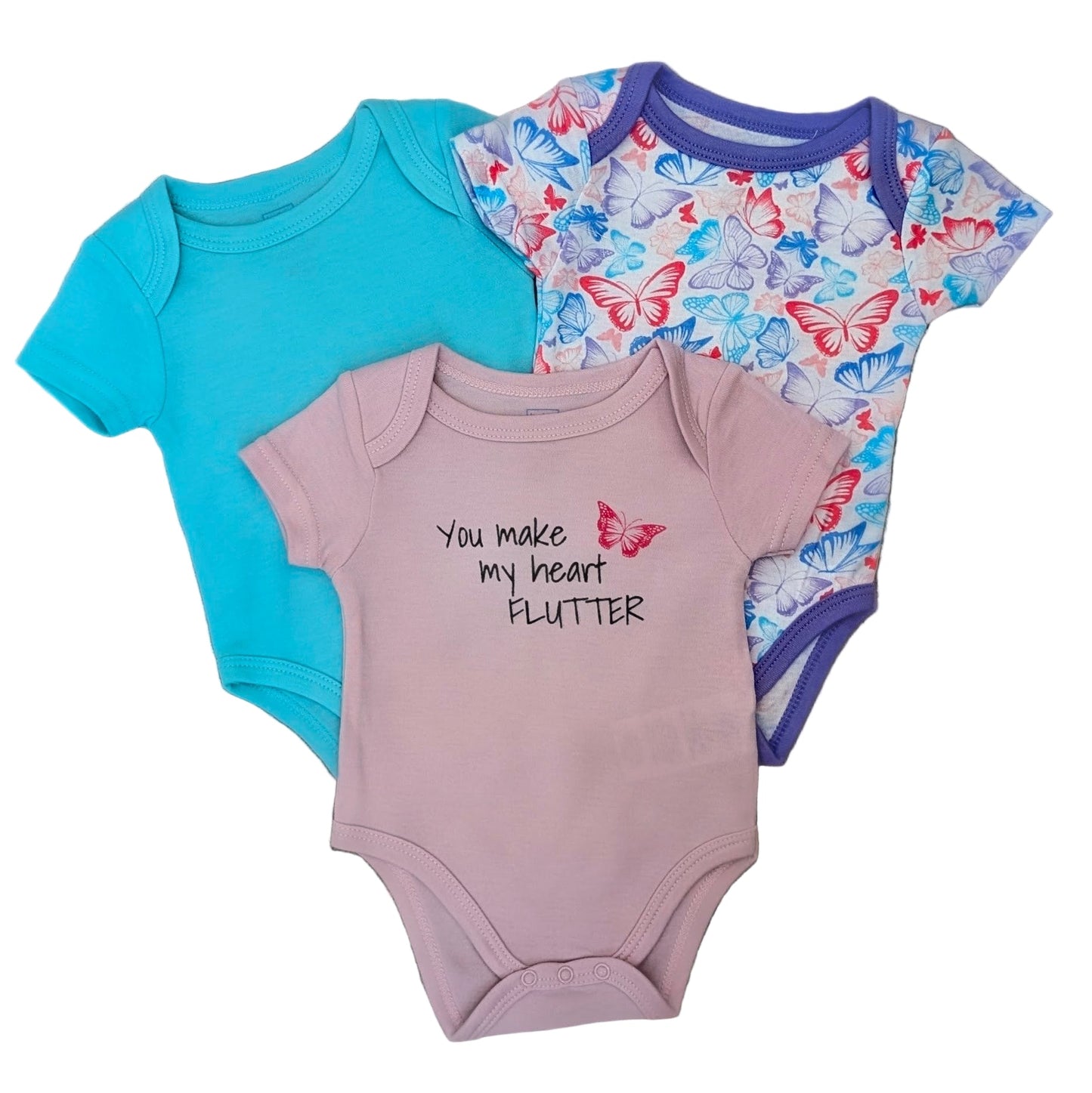 Baby Mode 3-Pack Bodysuit-Girl Butterfly Rose Textiles