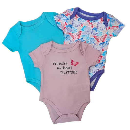 Baby Mode 3-Pack Bodysuit-Girl Butterfly Rose Textiles