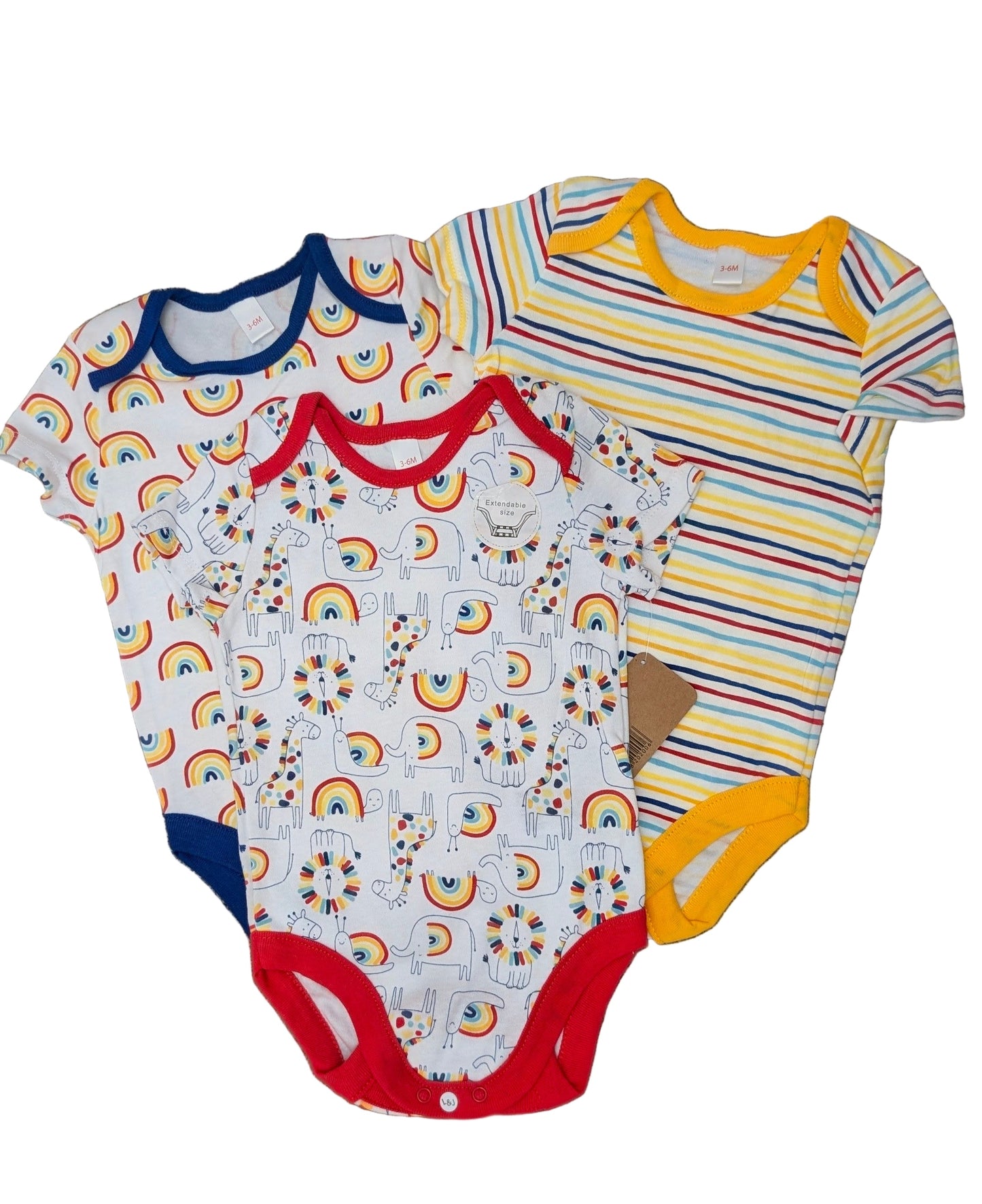 Lily & Jack 3-Pack Bodysuit 100% Organic Cotton- Rainbow Rose Textiles