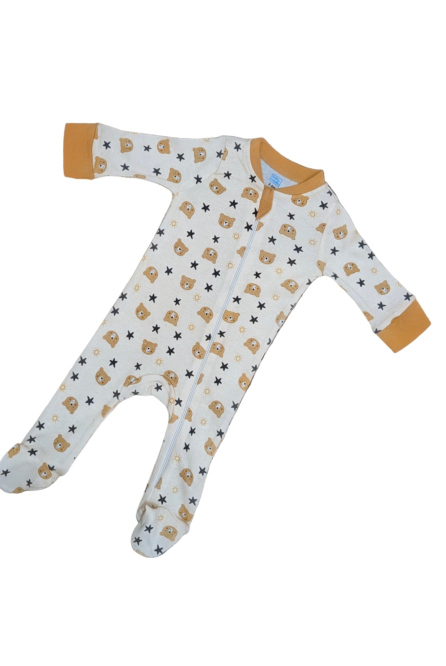 Baby Mode Footed Sleeper:Tan Bear Rose Textiles